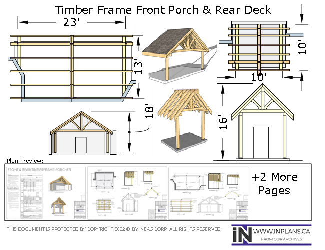 [Online Plans] Plan 10485 - Timber frame Front Porch & Rear Deck
