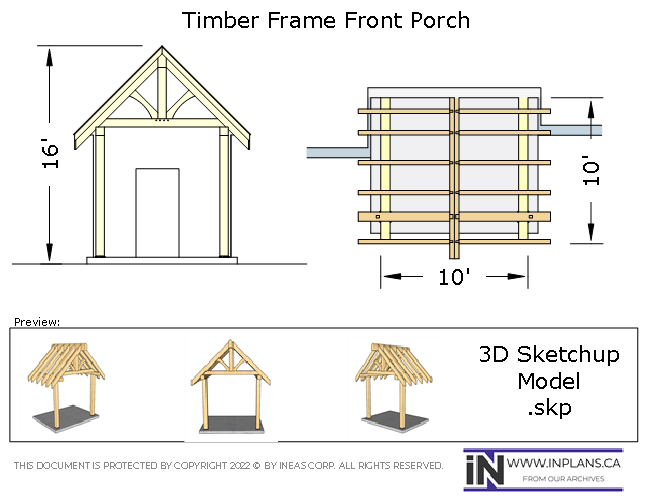 3D Model 10485 - Timber frame Front Porch