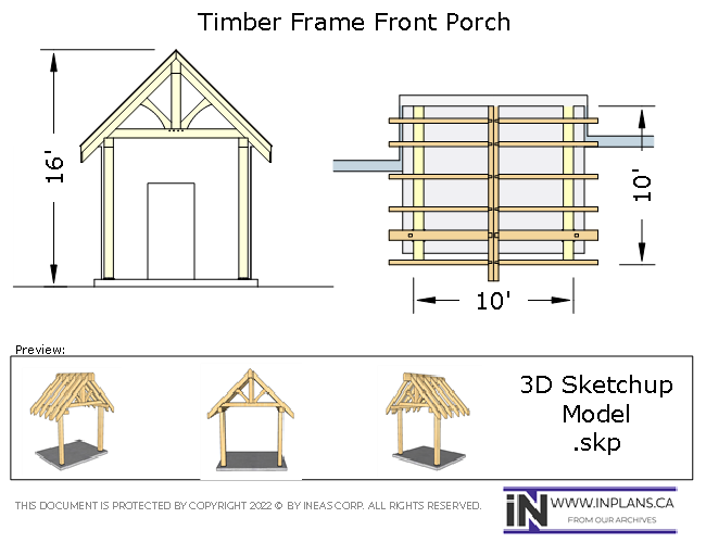 [Online Plans] 3D Model 10485 - Timber frame Front Porch