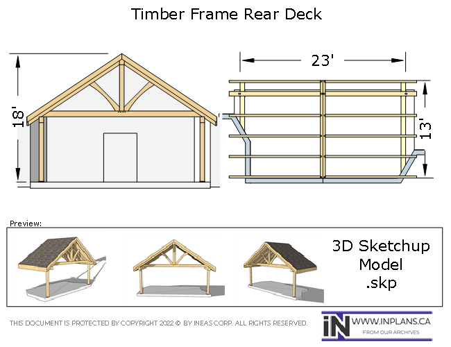 3D Model 10485 - Timber frame Rear Porch
