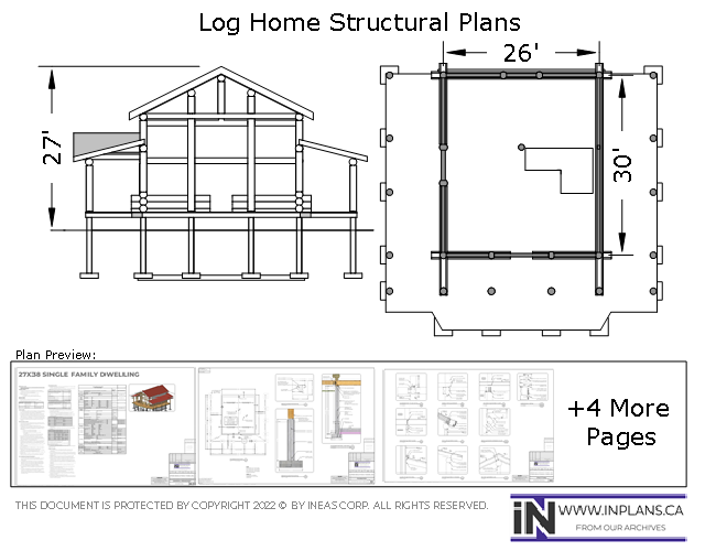 Plan 10642 - 27x38 Single Family Log Home Plan