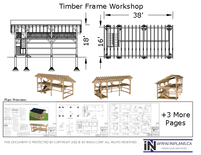 Plan 10654 - Timber frame 16X34 Storage Shed