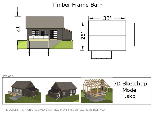 [Online Plans] 3DModel 10688 - Timber frame Barn
