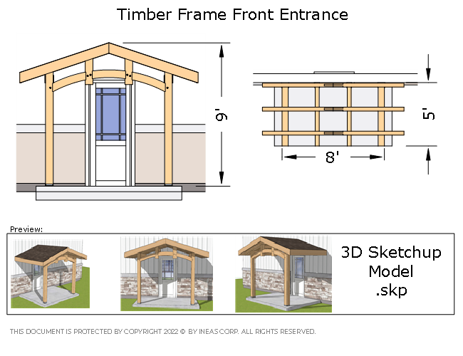 [Online Plans] 3D Model 10694 - Timber frame Front Entrance