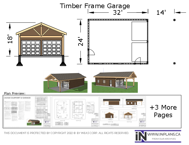 Plan 10704 - 24x46 Timber frame Garage