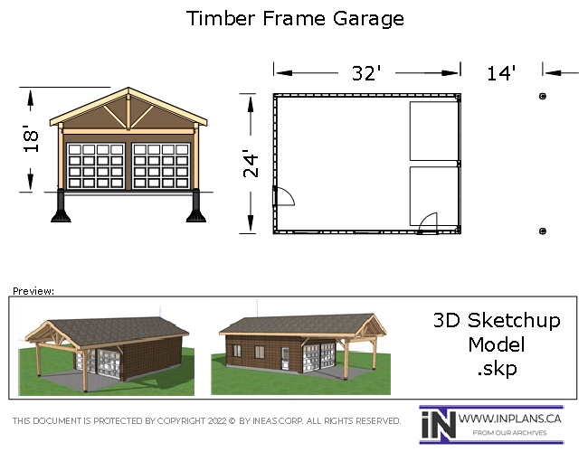 3D Model 10704- 24x46 Timber frame Garage