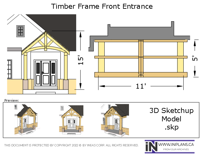 [Online Plans] 3D Model 10863 - Timber frame Front Entrance