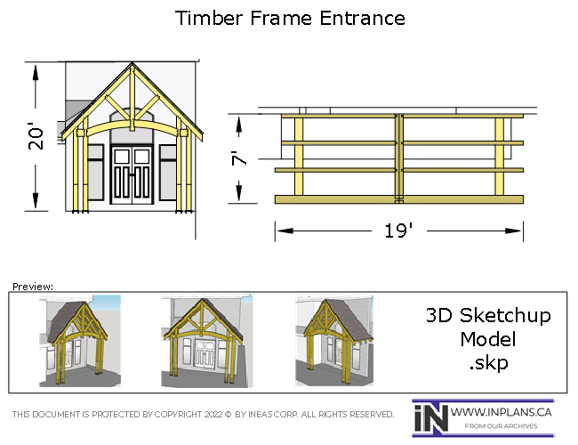 3D Model 10874 - 11x29 Timber frame Front Porch