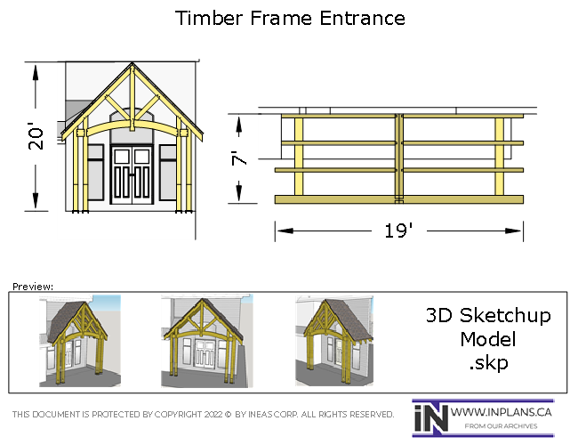 [Online Plans] 3D Model 10874 - 11x29 Timber frame Front Porch
