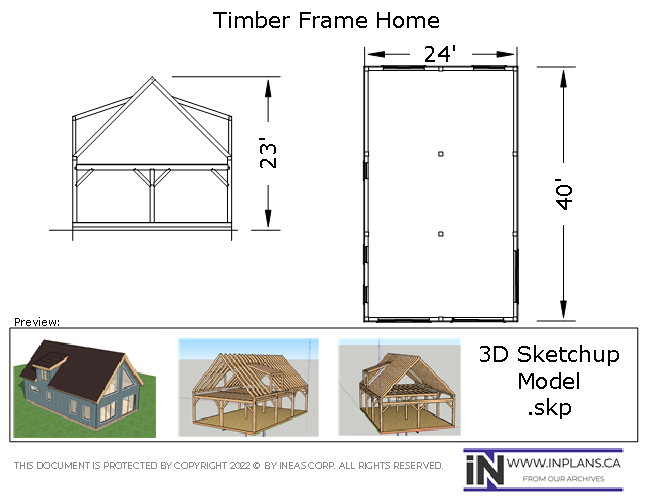 [Online Plans] 3D Model 10918 - Timber frame House Design