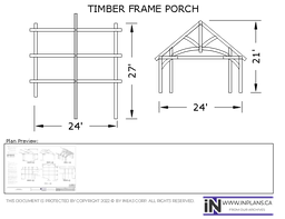 [Online Plans] Plan 19-1045 24x27 Timber frame Porch