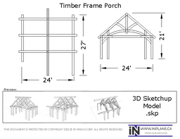 [Online Plans] 3D Model 19-1045 Timber frame 24x27 Porch