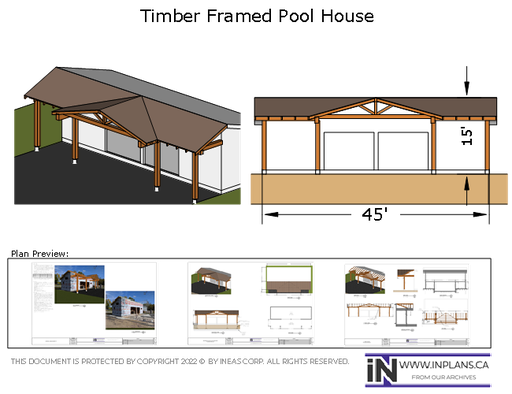 [Online Plans] Plan 19-1161 Timber frame Pool House
