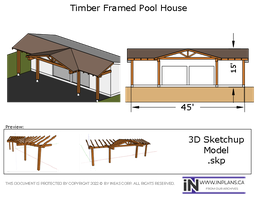 [Online Plans] 3D Model 19-1161 Timber frame Pool House