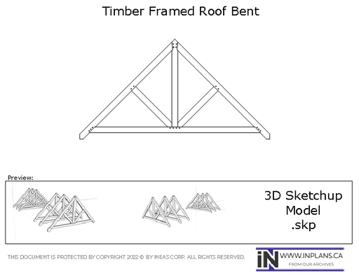 [Online Plans] 3D Model 19-1147 Timber frame Roof Bent