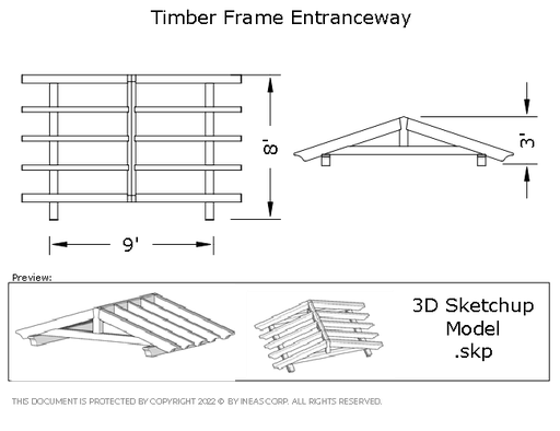 [Online Plans] 3D Model 19-1167 Timber frame Front Entrance