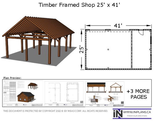 [Online Plans] Plan 20-1213 Timber frame 25x41 Shop