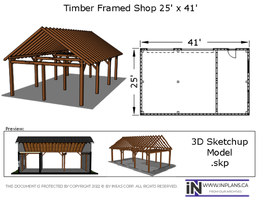[Online Plans] 3D Model 20-1213 Timber frame 25x40 Shop