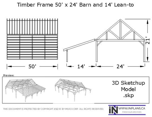 [Online Plans] 3D Model 20-1240 Timber frame 50x24 Shop