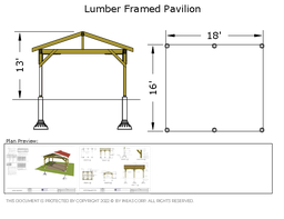 [Online Plans] Plan 20-1241 Timber Framed 16x18 Pavilion