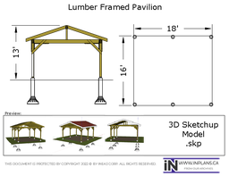 [Online Plans] 3D Model 20-1241 Timber Frame 16x18 Pavilion