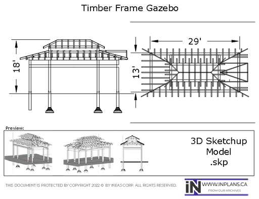 [Online Plans] 3D Model 2020-4 332 Timber frame 19x29 Pavilion