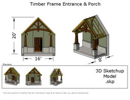 [Online Plans] 3D Model 2020-8 Timber frame Front Porch