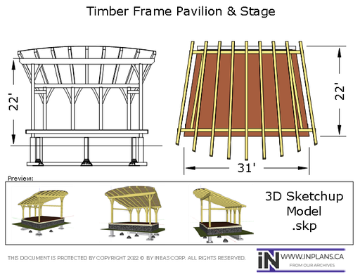 [Online Plans] 3D Model 2020-23 Timber frame Pavilion Stage