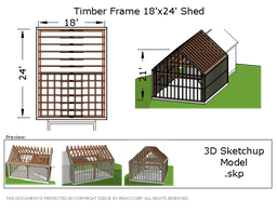 [Online Plans] 3D Model 2020-25 Timber frame Shed