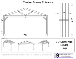 [Online Plans] 3D Model 2020-33 Timber frame Front Entrance