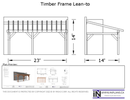 [Online Plans] Plan 10105- 23x14 Timber frame Lean-To