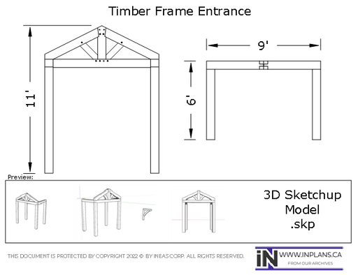 [Online Plans] 3D Model 10111- Timber frame Entrance
