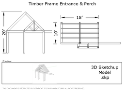 [Online Plans] 3D Model 10113- Timber frame Front Entrance and Addition