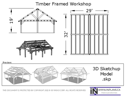 [Online Plans] 3D Model 10118-Timber frame Workshop