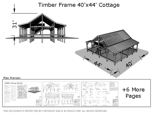 [Online Plans] Plan 10368 - 40x44 Timber frame Cottage