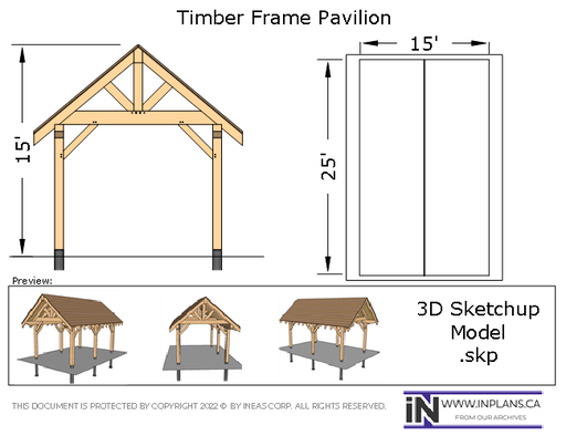 [Online Plans] 3D Model 10424 - Timber frame Pavilion