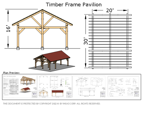 [Online Plans] Plan 10451 - Timber frame 20X30 Pavilion