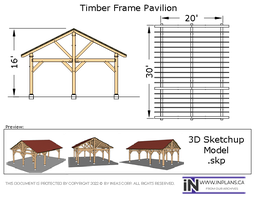 [Online Plans] 3D Model 10451 - Timber frame 20X30 Pavilion