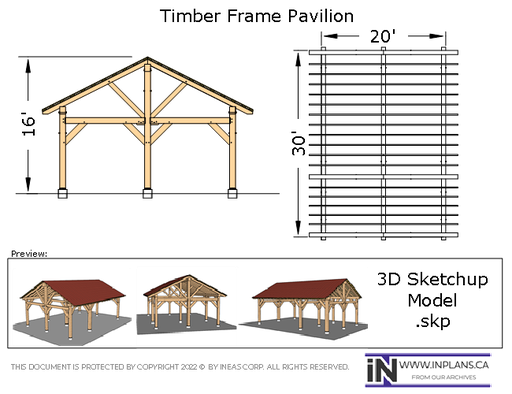 [Online Plans] 3D Model 10451 - Timber frame 20X30 Pavilion