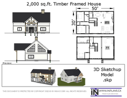 [Online Plans] 3D Model 10461 - 30x50 Timber frame House