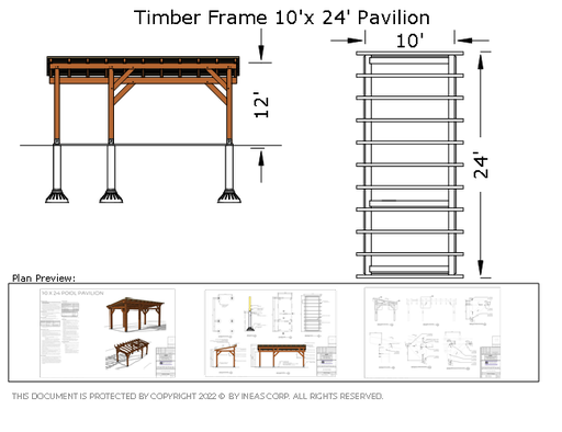 [Online Plans] Plan 10483 - Timber frame 24X10 POOL Pavilion