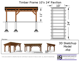 [Online Plans] 3D Model 10483 - Timber frame 24X10 POOL Pavilion