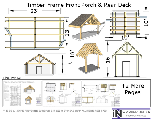 [Online Plans] Plan 10485 - Timber frame Front Porch & Rear Deck