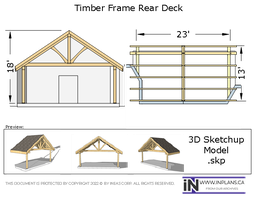 [Online Plans] 3D Model 10485 - Timber frame Rear Porch