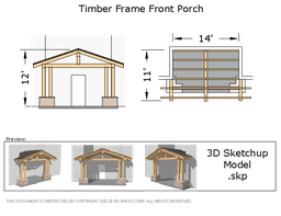 [Online Plans] 3D Model 10511-Timber frame Front Porch