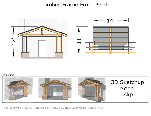 [Online Plans] 3D Model 10511-Timber frame Front Porch