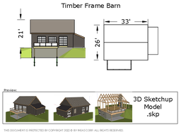 [Online Plans] 3DModel 10688 - Timber frame Barn
