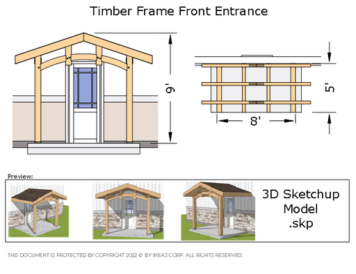 [Online Plans] 3D Model 10694 - Timber frame Front Entrance