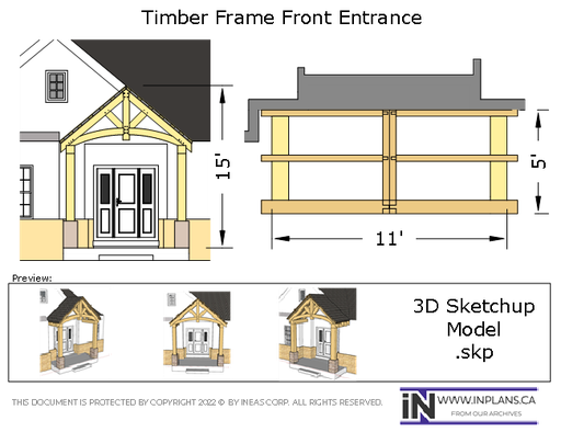 [Online Plans] 3D Model 10863 - Timber frame Front Entrance