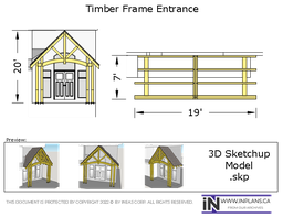 [Online Plans] 3D Model 10874 - 11x29 Timber frame Front Porch